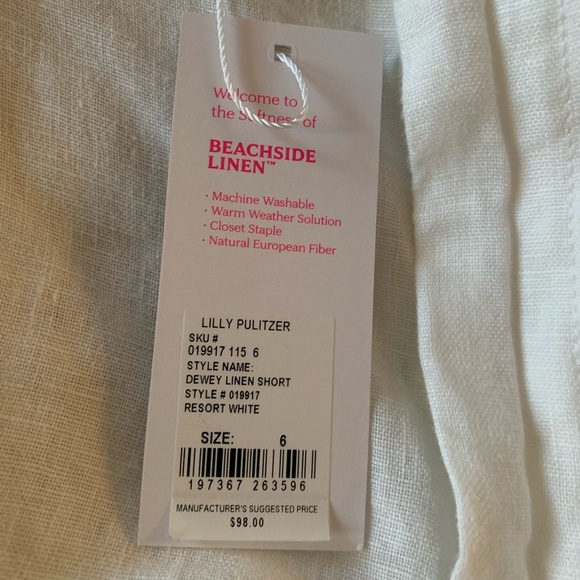 Lilly Pulitzer Resort White Linen Shorts NWT size 6 - Picture 4 of 4